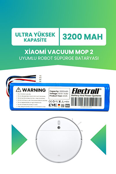 ELECTROLL Xiaomi Vacuum Mop 2 Uyumlu Batarya (ULTRA YÜKSEK KAPASİTE) 3200mah ...