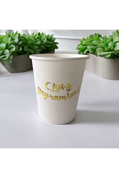 SBStrend İyi Bayramlar-desenli Tek kullanımlık 7 Oz 100 Adet Karton Bardak