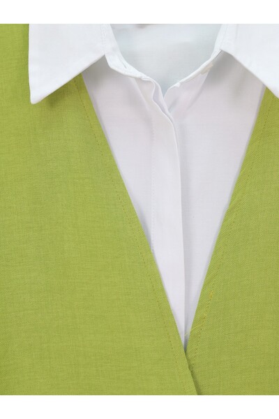 Modamorfo Kimono Suit with Tied Front Trousers - Oil Green