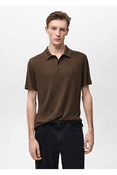 MANGO Man Slim Fit Linen Polo Shirt