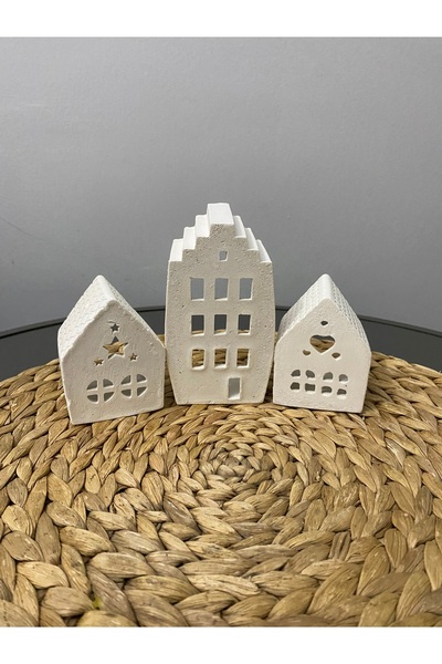 candleistanbul 3 lü beton ev mumluklar dekoratif ürünler tealight