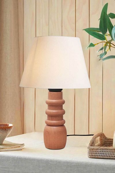 Art&Gift Baum Solid Wood Lampshade Cream Fabric Headboard Table Lamp