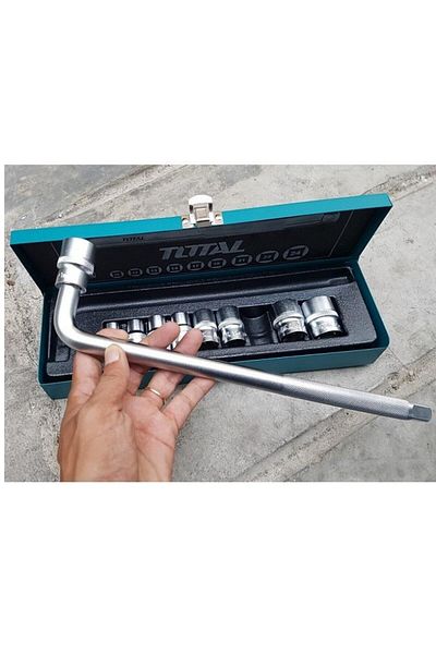 TOTAL 1/2" socket socket set of 10 pieces-V. (50 BV 0). Heat treatment chrome
