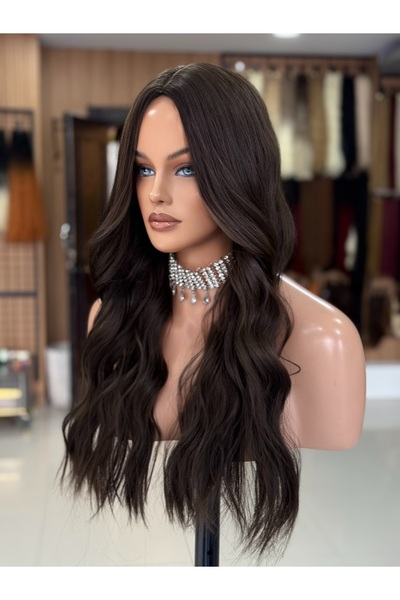 Fenomen Peruk Kahverengi Perçemsiz Dalgalı Vip Peruk V1