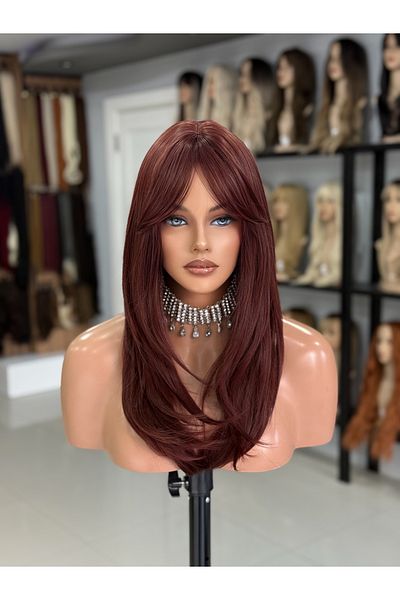 Fenomen Peruk Red Long Pointed Layered Cut Vip Hair Wig