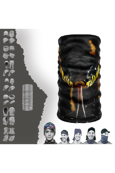 DeBuff Collar Crna zmijska maska Buff Baf Bez šavova Tube Neck Gaiter Bandana