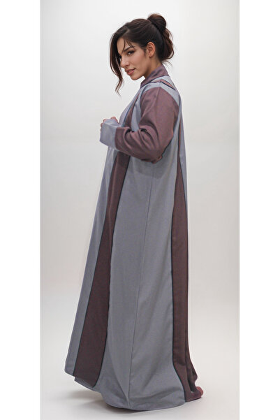 Generic Brown linen abaya with a darker shade of linen fabric