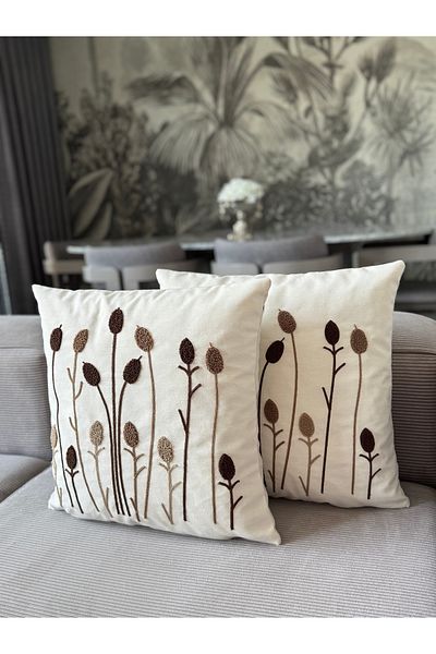 Skhome Калъфка за възглавница с бродерия Reed Punch, 1 брой, 43x43 см (PNC-118)