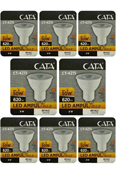 Avarson (8 Adet) Cata 8W (50W) 6500K (Beyaz Işık) GU10 Duylu Led Spot Ampul