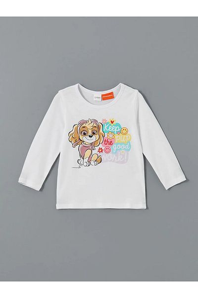 LC Waikiki Set de pijamale pentru fete cu imprimeu Paw Patrol alb cu gât