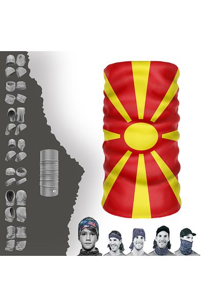 e-Taktik Multifunctional Flag Of North Macedonia Seamless UV+face Mask Headband Bandana Do Rag Hairband