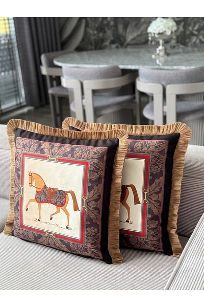 Skhome Husă de pernă decorativă cu franjuri cu două fețe 1 bucată 43x43 (SK-K06)