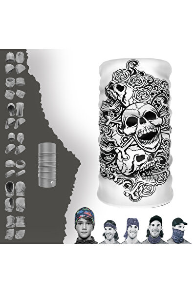 e-Taktik Сухий череп 2 з малюнком, безшовний трубчастий шарф-бандана Buff Baf