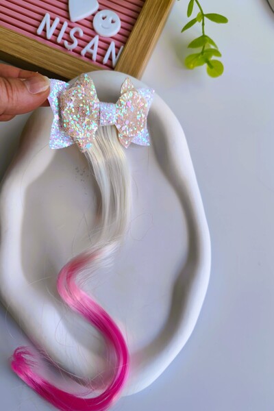 Nisankids Girl's Glittery Shiny Bow Ribbon Useful Hairpiece (1 Piece)