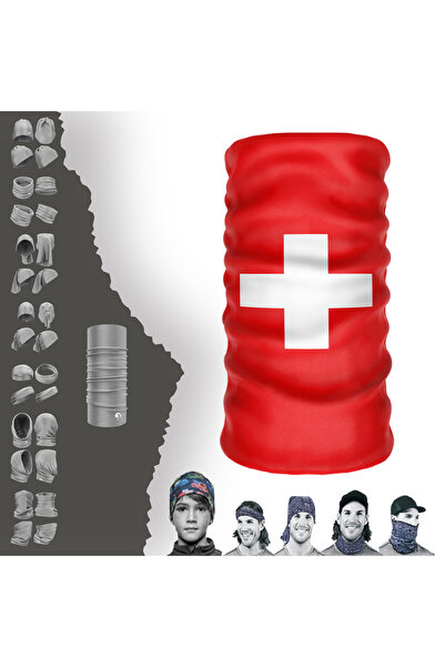 e-Taktik قناع الوجه متعدد الوظائف بعلم سويسرا للأشعة فوق البنفسجية Buff Buff Headband Bandana Do Rag Hairband