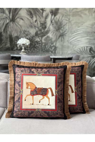 Skhome Husă de pernă decorativă cu franjuri cu două fețe 1 bucată 43x43 (SK-K06)