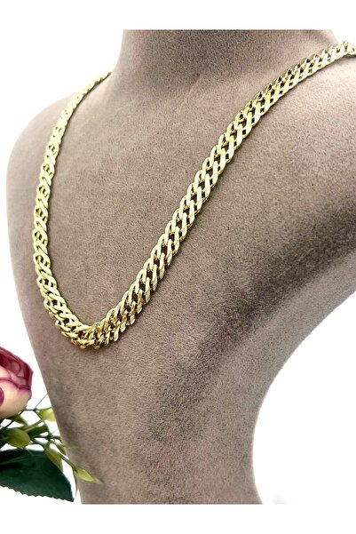 XUPING JEWELRY 1cm Yassı Gurmet Çelik Zincir Kolye (14k Gold 60cm)