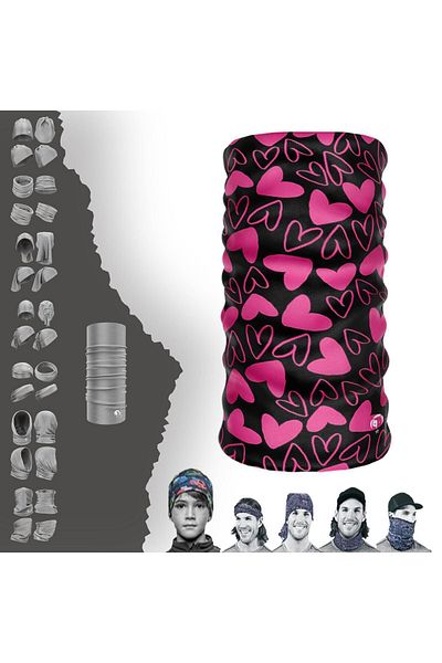 DeBuff Collar Heart Patterned Buff Buff Seamless Tube Neck Collar Bandana