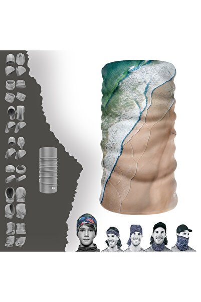 e-Taktik Пляжний безшовний шарф-бандана з пляжним візерунком Buff Baf