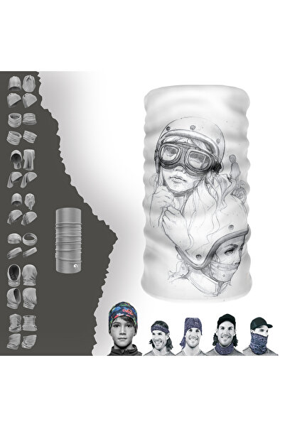 e-Taktik Extreme Motorsikletli Kızlar Desenli Boyunluk Bandana Buff Baf