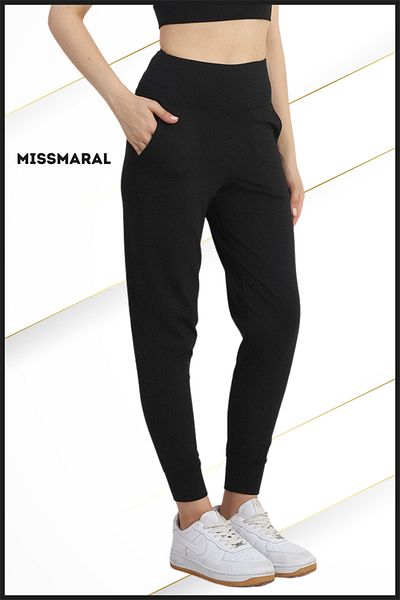 missmaral Jambiere Jogger negru cu talie înaltă Potrivire confortabilă Buzunar dublu lateral pentru telefon Sport Look Trend Jogger 106103