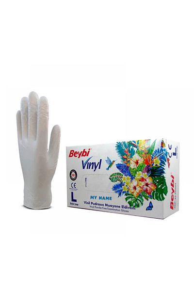 MY NAME MEDİKAL 100Pcs Beybi Powdered White Gloves - Examination Hygienic-Medical, Large Pack