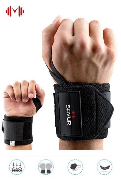 SAVUR Fitness Weight Wristband - Crossfit Wraps - Pro Sport Wristband Black