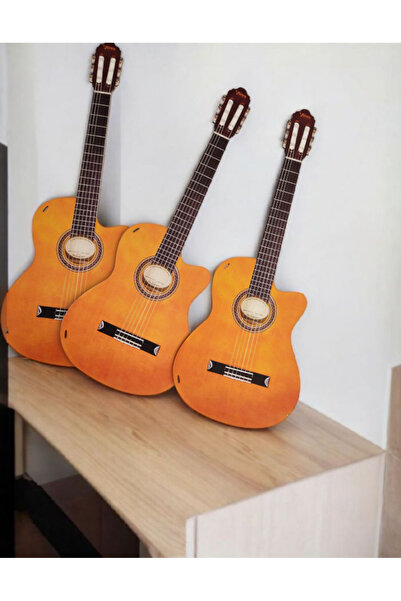 heptex Ahşap Üzeri Uvi Baskılı Oyuncak Gitar 3 Adet