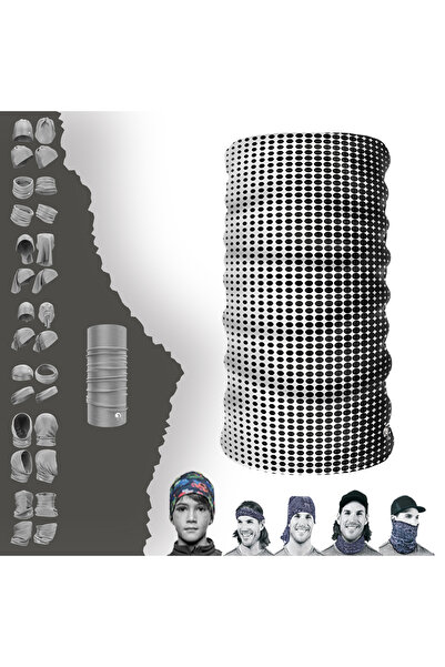 e-Taktik طوق عنق بدائرة سوداء وبيضاء للغاية ومربع منقوش باندانا بوف باف