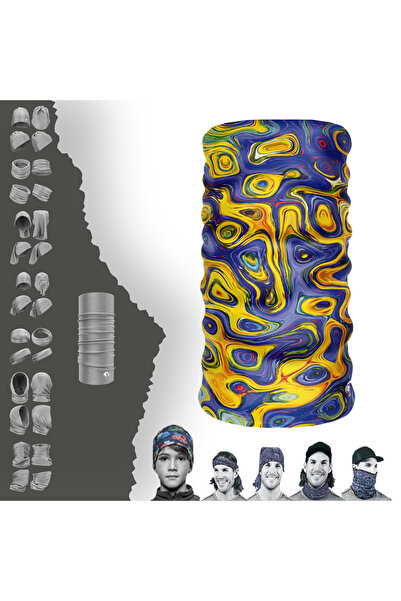 e-Taktik Ебру-мистецтво, жовтий з фіолетовим візерунком, безшовний трубчастий...