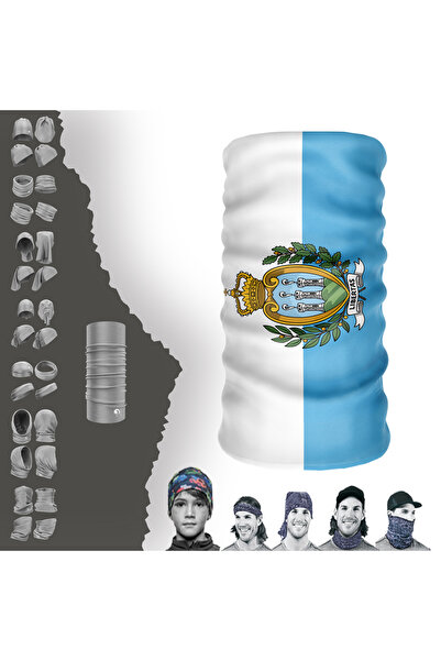 e-Taktik قناع الوجه متعدد الوظائف بعلم سان مارينو بالأشعة فوق البنفسجية Buff Baf Headband Bandana Do Rag Hairband