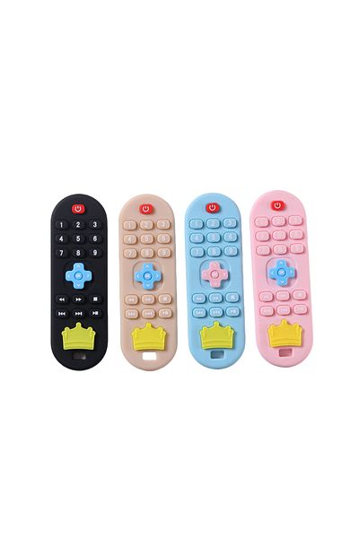 Choice colorful 4pcs Baby Silicone Remote Control Toy Teether Baby Anti Hand Eating Teething Stick Children