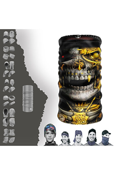 e-Taktik Rich Skull / Gold Skull Buff Baf Seamless Tube Neck Collar Bandana