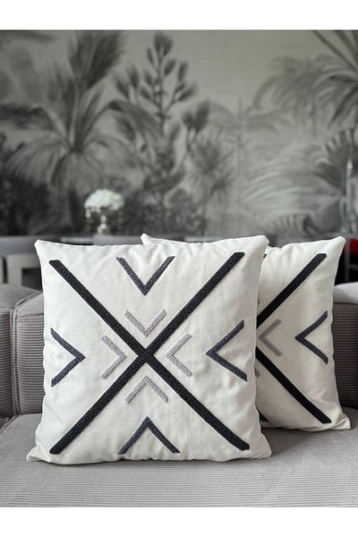 Skhome Husă de pernă cu broderie geometrică 43x43 cm (PNC-114) 1 buc