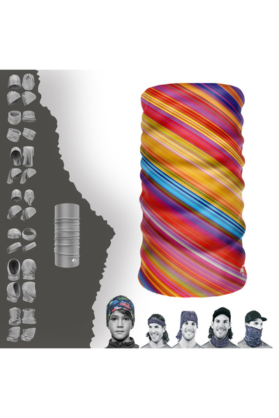 e-Taktik Кольоровий смугастий безшовний шарф-труба Bandana Buff Baf