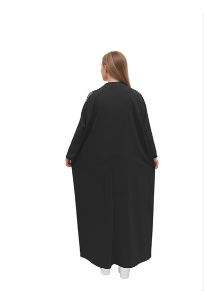 Generic Black abaya with shoulder embroidery