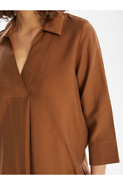 LC Waikiki Lcw Vision Brown Shirt Collar Women's Blouse