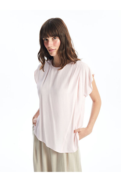 LC Waikiki Damenbluse – Rundhalsausschnitt, gerader Schnitt, kurze Ärmel