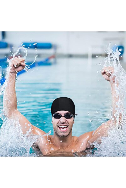 MUBX 4 bucăți șapcă neagră din pânză din lycra șapcă de piscină șapcă de înot de mare