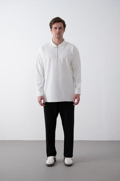 MARRAKECH FERMUARLI,TIRTIKLI  KUMAŞ,DAĞILMAZ POLO YAKA OVERSİZE UNİSEX