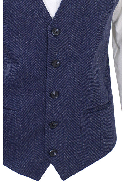 MENTOR REGALO Чоловічий жилет з V-подібним коміром, риб'яча спинка, темно-синій 50466