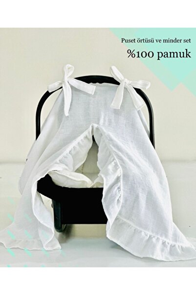 JUNİPERUS Fırfırlı 2'li Müslin Bezi Örtü Bebek Puset Örtüsü ve Puset Minderi ...