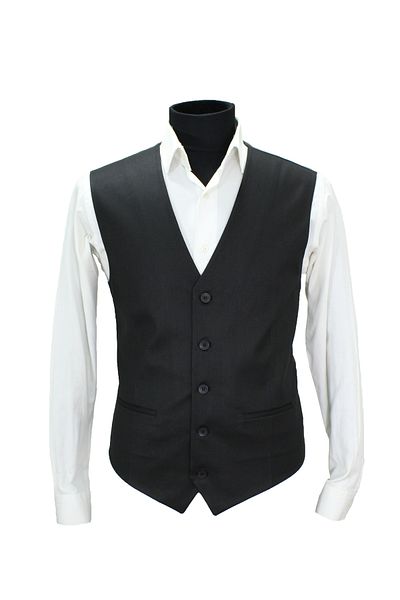 MENTOR REGALO Men's Vest V-Collar Black Drop Patterned 160683