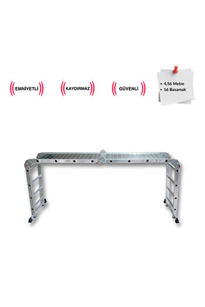 Endokon Platformlu 4,56 Metre - 16 Basamaklı Akrobat Merdiven - Kalın Profil