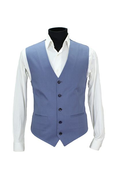 MENTOR REGALO Men's Vest and Collar Blue Viscose Fabric