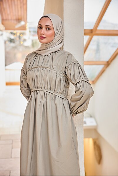 LOCCO Women's Piping Difficulty Dress with Green Mold with Statute