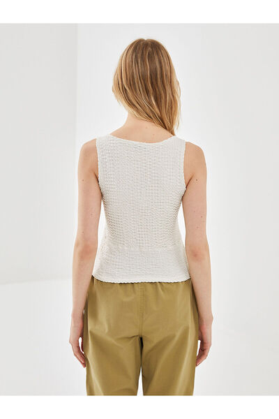 LC Waikiki Beige V-Neck Textured Women's Blouse