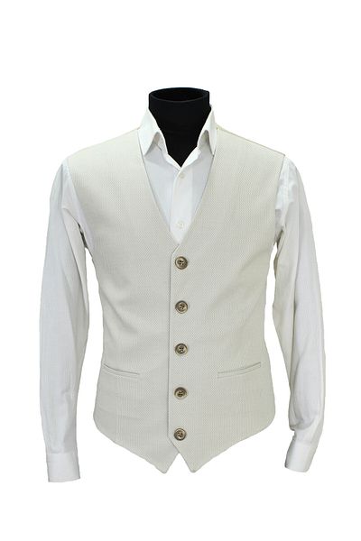 MENTOR REGALO Men's Vest V-Collar Cream Patterned 160718