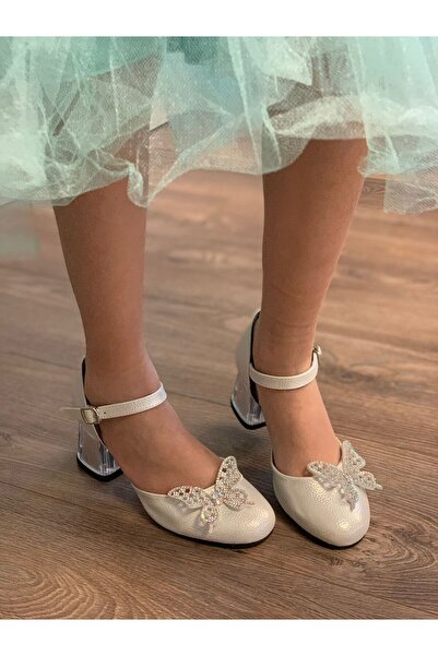 MİA MONDO حذاء سهرة بكعب شفاف على شكل فراشة للأطفال