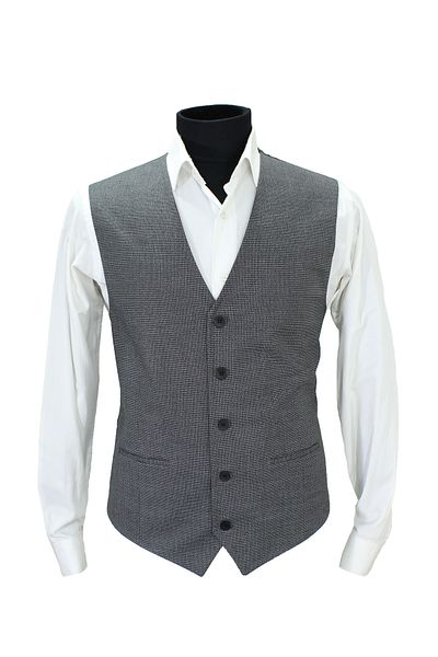 MENTOR REGALO V-Neck Vest Regular Fit Gray Chain Pattern 480603